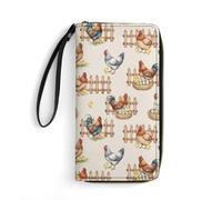 Anceky Women Elegant Wallets, Zipper Closure, Credit Card ID, Lightweight Portable Design, Travel Ready, Cute Farm Animals Chicken