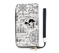 Anceky Women Wallet Diary of The Voyage Card Holder Clutch Stylish Wallet with Wrist Strap Long Womens Purse