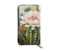 Anceky Women's Leather Wallet - Cactus Flowers Prints Coin Purse Travel Card Holder Zipper Purse Cell Phone Handbag