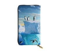 Anceky Women's Leather Wallet - Penguins On The Iceberg Print Prints Coin Purse Travel Card Holder Zipper Purse Cell Phone Handbag