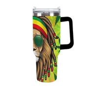 Anceky Women's Travel Coffee Tumbler Car Mug, Large Insulated Cup Stainless Steel Vacuum Ice Cup with Straw for Home Office Rasta Flag Weedleaf Rastafarian Reggae Lion