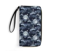 Anceky Women's Wallet Ladies Wristlet, Large Capacity, Zipper Pocket, Perfect for ID Cards, Full Moon Cool Howling Wolf