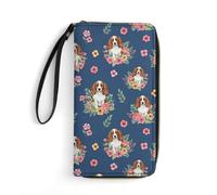 Anceky Women's Wristlet Wallets, Smooth Zipper, Slot Pockets, Large Capacity, Great for Mom, English Springer Spaniel and Retro Floral