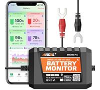 ANCEL BM300 Pro Battery Monitor - 6V/12V/24V Bluetooth 5.3 Car Battery Tester with Charging & Cranking Test, Alarm & IP67 Waterproof for Lead-Acid/Lithium Batteries in Car, Truck, Motorcycle, Boat, RV