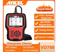 ANCEL VD700 Professional OBD2 Scanner for VW for Audi for Seat for Skoda Oil EPB SAS TPMS Reset Full System Code Reader Red