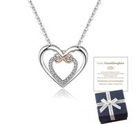 Anchester For Granddaughter/Daughter -Always Keep Me in Your Heart for You are Always in Mine Two hearts Infinity Necklace, Love Heart Pendant Jewelry Gift for Women Girls (To my Granddaughter)