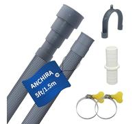 Anchira Washing Machine Drain Hose 1.5m, Dishwasher Waste Pipe Extension with Bracket Connector and Clamp, Washing Machine Waste Pipe, Universal Drain Hose Extension Kit for Washing Machine Dishwasher