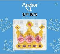 Anchor 1st Kit First Cross Stitch, Long Stitch, Tapestry - Children First Sewing Learner Fabric Kit - Simply Sew Crafty™ (Crown - Cross Stitch)