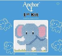 Anchor 1st Kit First Cross Stitch, Long Stitch, Tapestry - Children's First Sewing Learner Fabric Kit - Simply Sew Crafty™ (Elephant)