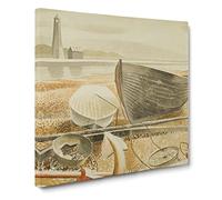 Anchor And Boats by Eric Ravilious Canvas Print | Gallery Wrapped 30mm Frame Wall Art | 20x20 inches | Ready to Hang | Classic Beach Picture | Living Room Bedroom Lounge Office