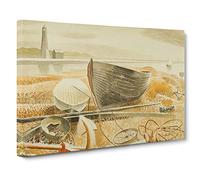 Anchor And Boats By Eric Ravilious Canvas Print | Gallery Wrapped 30mm Frame Wall Art | 24x16 inches | Ready to Hang | Classic Beach Picture | Living Room Bedroom Lounge Office