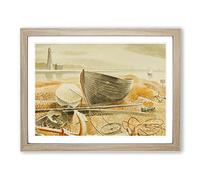 Anchor And Boats By Eric Ravilious Classic Painting Framed Print | A2 Oak Framed Wall Art | Ready to Hang | Classic Historical Picture | Living Room Bedroom Lounge Office