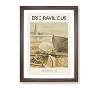 Anchor And Boats By Eric Ravilious Exhibition Museum Painting Framed Wall Art Print, Ready to Hang Picture for Living Room Bedroom Home Office Décor, Walnut A2 (64 x 46 cm)