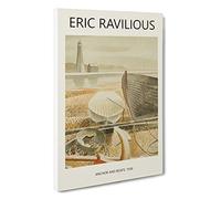 Anchor and Boats Eric Ravilious Canvas Print | Gallery Wrapped 30mm Frame Wall Art | 30x20 inches | Ready to Hang | Contemporary Beach Picture | Living Room Bedroom Lounge Office