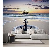 Anchor Beach Photo Wallpaper Ocean Ship 250x175 cm Modern Non-Woven Poster 3D Print Large Wall Mural Decoration for Living Room Bedroom Dining Room Wall Art H1138