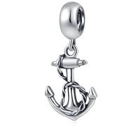 Anchor Charms Dangle fit Pandora Ocean Bracelet, Antique 925 Sterling Silver US Navy Ship Anchor and Rope Pendant Beads, Cruise Charm Gifts for Army Wife/Dad/Christmas