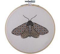 ANCHOR Counted Blackwork Stitch kit Moth, Diam 13cm, DIY