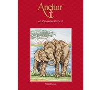Anchor Counted Cross Stitch Kit: Essentials: Elephants, Multi-Colour, 23 x 18cm