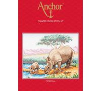 Anchor Counted Cross Stitch Kit: Essentials: Rhinos, Multi, 18 x 23cm