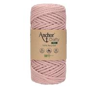 Anchor Crafty Fine Macrame Cord. 00115 250 g Rose. Approx. 65 m. Cotton Polyester Mix Vegetable Dyed Twisted Soft 3 Ply Cord.