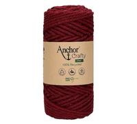Anchor Crafty Fine Macrame Cord. 00119 250 g Burgundy. Approx. 65 m. Cotton Polyester Mix Vegetable Dyed Twisted Soft 3 Ply Cord.