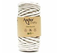Anchor Crafty Macrame Cord. 00105 Natural. 5 mm - 250 g - 40 m Approx. Cotton Polyester Mix Vegetable Dyed Twisted Soft 3 Ply Cord.