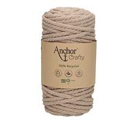 Anchor Crafty Macrame Cord. 00106 Pearl. 5 mm - 250 g - 40 m Approx. Cotton Polyester Mix Vegetable Dyed Twisted Soft 3 Ply Cord.