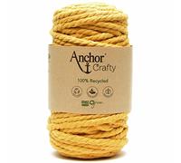 Anchor Crafty Macrame Cord. 00108 Mustard. 5 mm - 250 g - 40 m Approx. Cotton Polyester Mix Vegetable Dyed Twisted Soft 3 Ply Cord.