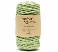 Anchor Crafty Macrame Cord. 00110 Apple Green. 5 mm - 250 g - 40 m Approx. Cotton Polyester Mix Vegetable Dyed Twisted Soft 3 Ply Cord.
