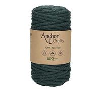 Anchor Crafty Macrame Cord. 00111 Forest Green. 5 mm - 250 g - 40 m Approx. Cotton Polyester Mix Vegetable Dyed Twisted Soft 3 Ply Cord.