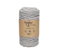 Anchor Crafty Macrame Cord. 00112 Ash Grey. 5 mm - 250 g - 40 m Approx. Cotton Polyester Mix Vegetable Dyed Twisted Soft 3 Ply Cord.