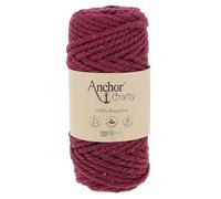 Anchor Crafty Macrame Cord. 00119 Burgundy. 5 mm - 250 g - 40 m Approx. Cotton Polyester Mix Vegetable Dyed Twisted Soft 3 Ply Cord.
