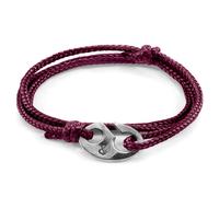 Anchor & Crew Aubergine Purple Windsor Silver and Rope Bracelet