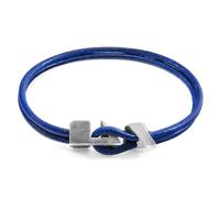 Anchor & Crew Azure Blue Brixham Silver and Round Leather Bracelet - L - 23cm - Gift Wrapped (Paper & Bow) +£1.50