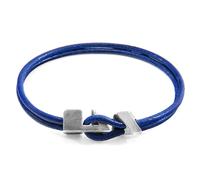 Anchor & Crew Azure Blue Brixham Silver and Round Leather Bracelet - XS - 17cm