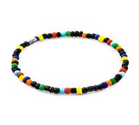 ANCHOR & CREW Black - Multicoloured Jack Silver and Glass Skinny Bracelet - Mens - 23cm