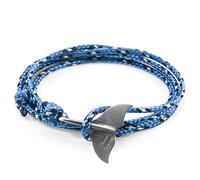 Anchor & Crew Blue Think Ocean Big Whale Silver and Rope Bracelet