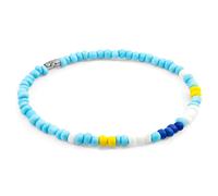 Anchor & Crew Blue - Turquoise Edgar Silver and Glass SKINNY Bracelet - L - 23cm