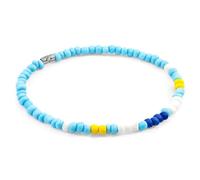 ANCHOR & CREW Blue - Turquoise Edgar Silver and Glass Skinny Bracelet - Mens - 19cm