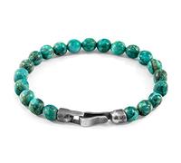 ANCHOR & CREW Blue Turquoise Nachi Silver and Stone Beaded Bracelet - Mens - 23cm