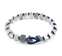 Anchor & Crew Brixham Maxi Silver and Round Leather Bracelet - Azure Blue - L - 23cm - Gift Wrapped (Paper & Bow) +£1.50