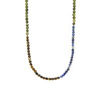 Anchor & Crew Brown Tigers Eye, Blue Sodalite and Green Jade Isaac Silver and Stone SKINNY Necklace x Wrap Bracelet - S - 45cm (N) / 23cm (B) (2 Wrap)
