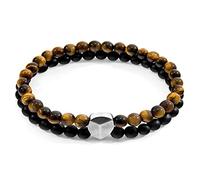 ANCHOR & CREW Brown Tigers Eye Iguazu Silver and Stone Bracelet - Mens - 23cm
