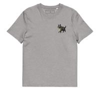 ANCHOR & CREW Cool Cat Actual Life Cotton Embroidered T-Shirt in Light Grey | Size: Medium ANCHOR & CREW Light Grey M