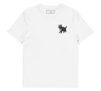 ANCHOR & CREW Cool Cat Actual Life Cotton Embroidered T-Shirt in White | Size: Small ANCHOR & CREW White S