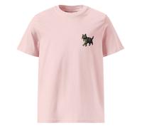 Anchor & Crew Cool Cat Actual Life Organic Cotton Embroidered T-Shirt - Cotton Pink - L