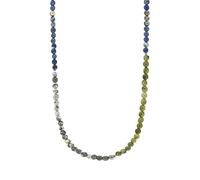 Anchor & Crew Grey Jasper, Green Jade and Blue Sodalite Isaac Silver and Stone SKINNY Necklace x Wrap Bracelet - S - 45cm (N) / 23cm (B) (2 Wrap)
