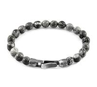 ANCHOR & CREW Grey Jasper Nachi Silver and Stone Beaded Bracelet - Mens - 19cm