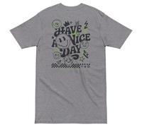 Anchor & Crew GUSTATORY Originals Have A Nice Day Heavy Cotton Embroidered T-Shirt - L - Heather Grey