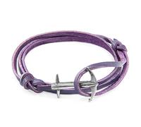 ANCHOR & CREW Men's Admiral Anchor Silver & Flat Leather Bracelet in Purple ANCHOR & CREW Purple One Size